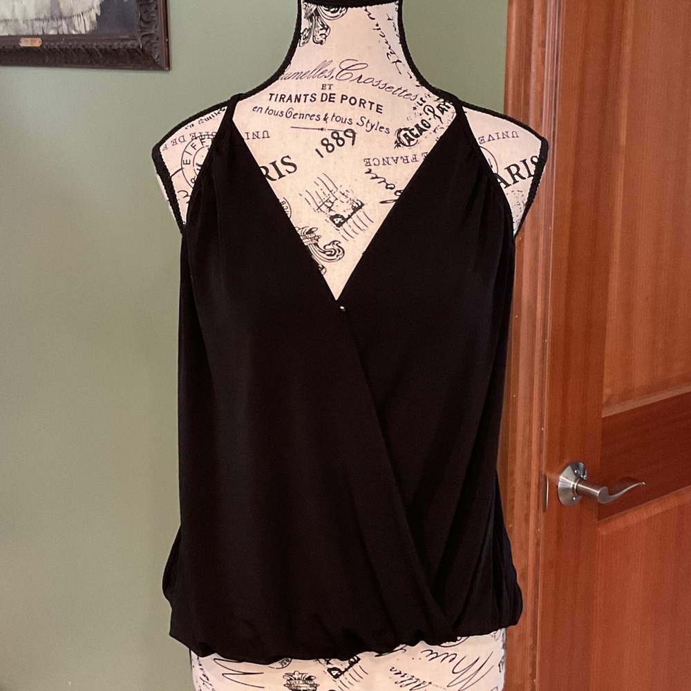 Express Black Surplice V-Neck Top, Size S